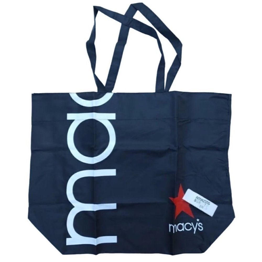 MACY'S Reusable Shopping Tote Bag "From Beach to Bag" Oceancycle, Black NWT